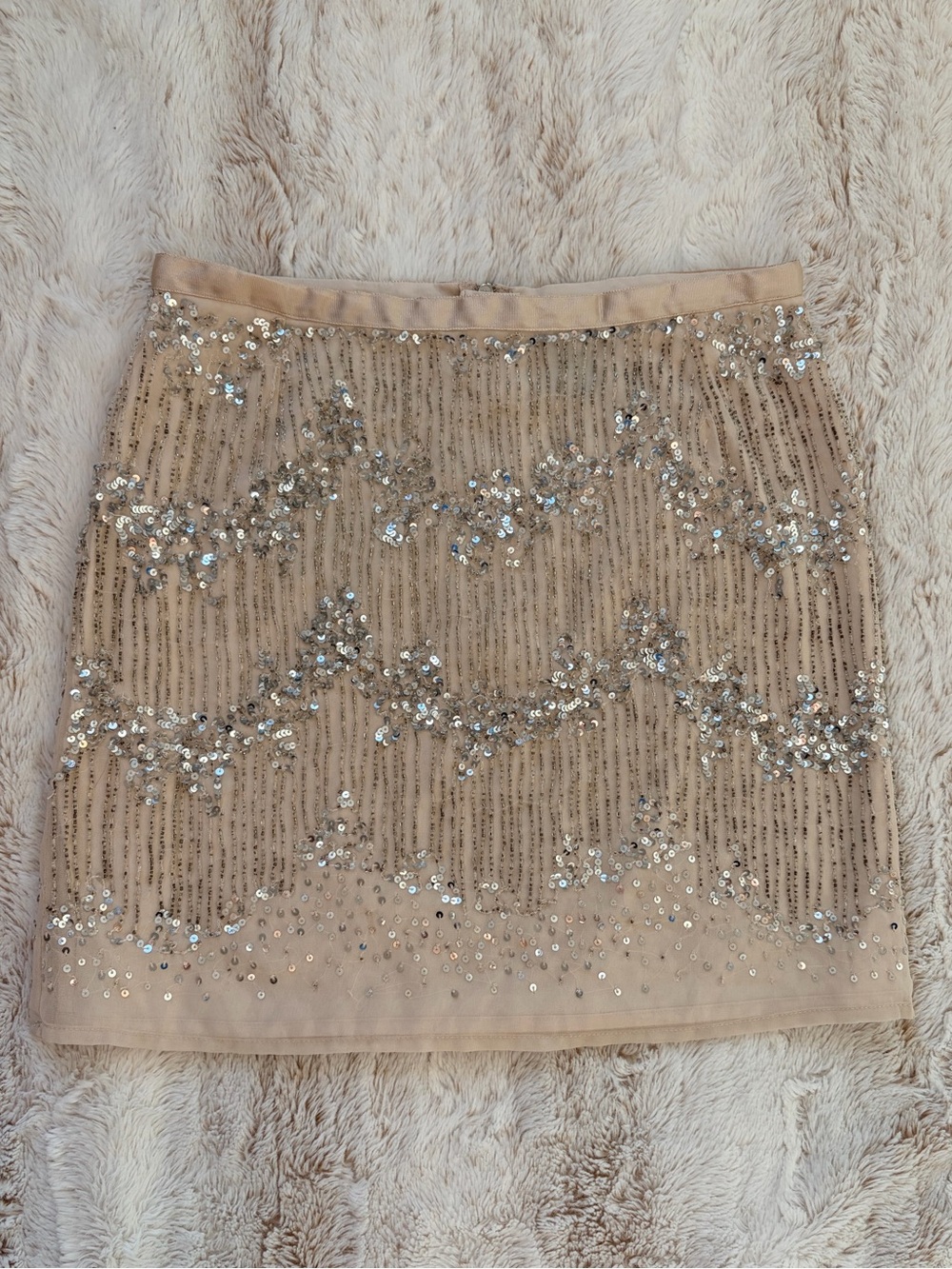 H&M Beige Sequin Mini Skirt
